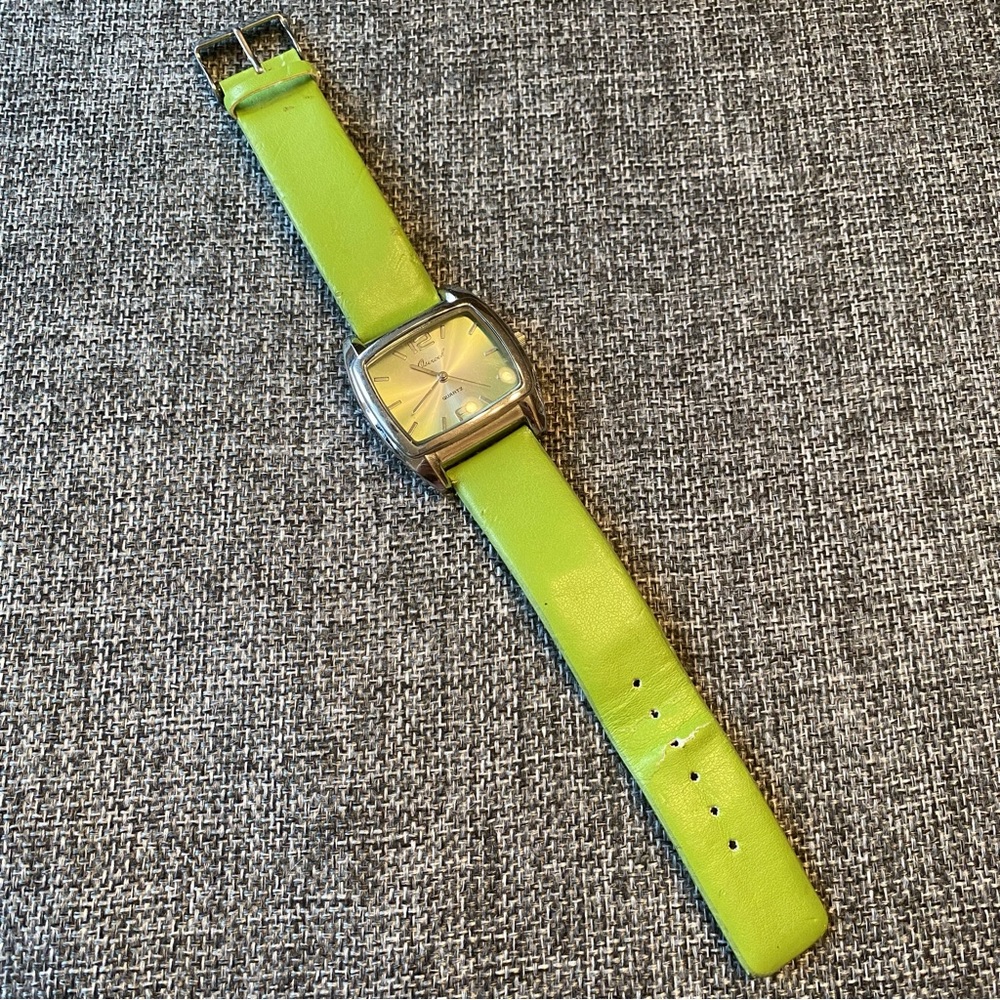Vintage 90’s Y2K Osirock Green Faux Leather Watch